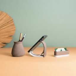 Recycled Wood Fiber 3D Desk Set, Office Accessories, Storage & Decoration, Scandinavian Design, Gift For Home - thumbnail 3