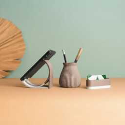 Recycled Wood Fiber 3D Desk Set, Office Accessories, Storage & Decoration, Scandinavian Design, Gift For Home - thumbnail 2
