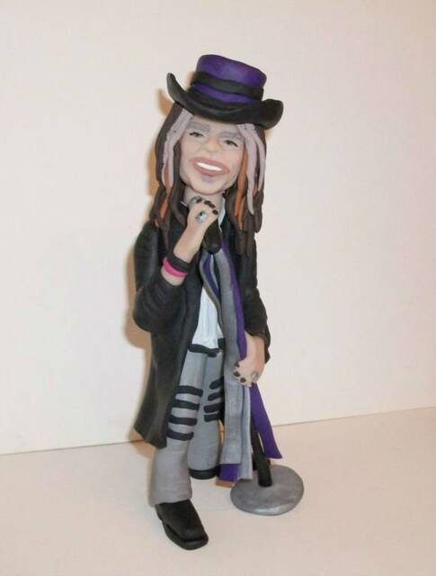 Steven Tyler Figurine, Aerosmith, Rock Star Doll, Miniature Sculpture, Hand Made Polymer Clay Figurine, Home Decor - image 1