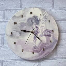 Fused Glass Wall Clock Purple, Lilac, Silver, & Cream - 10-Inch - thumbnail 2