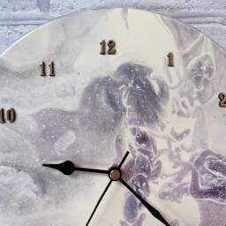 Fused Glass Wall Clock Purple, Lilac, Silver, & Cream - 10-Inch - thumbnail 3