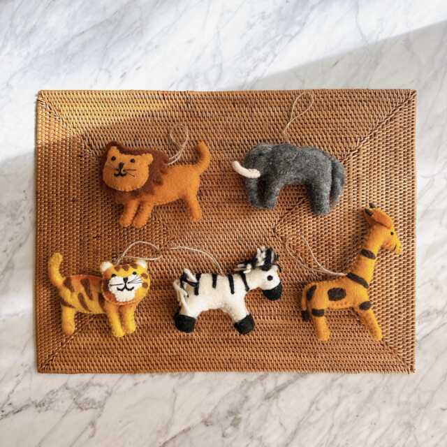 Safari Animal Christmas Ornament - Lion Ornament, Tiger Zebra Needle Felted, Unique Gift - image 1