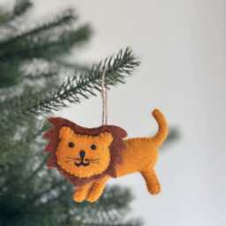 Safari Animal Christmas Ornament - Lion Ornament, Tiger Zebra Needle Felted, Unique Gift - thumbnail 2