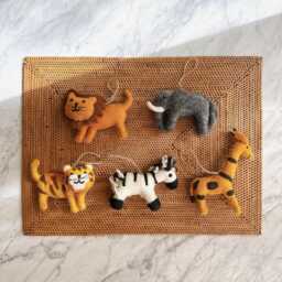 Safari Animal Christmas Ornament - Lion Ornament, Tiger Zebra Needle Felted, Unique Gift - thumbnail 1