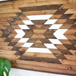 Taos Geometric Wood Wall Art Boho Decor - 36x24 In - thumbnail 4