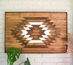 Taos Geometric Wood Wall Art Boho Decor - 36x24 In - thumbnail 1