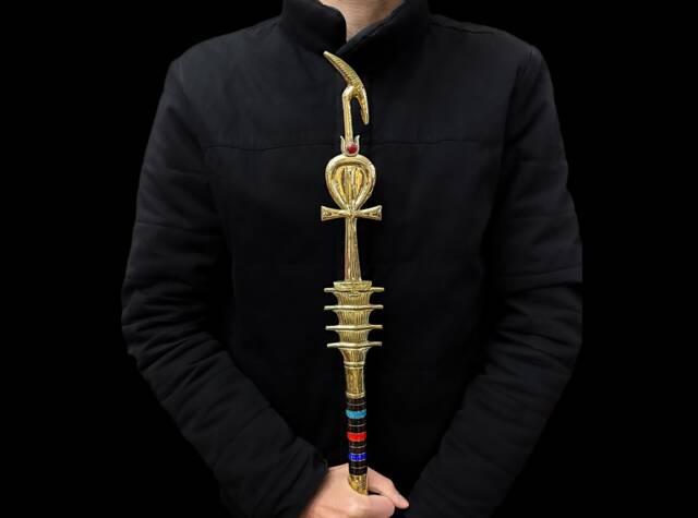 God Osiris Was Sceptre Ebony, Brass & 24K Gold Plated Staff - image 1