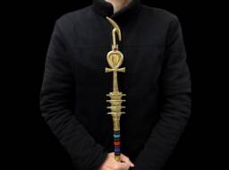 God Osiris Was Sceptre Ebony, Brass & 24K Gold Plated Staff - thumbnail 1
