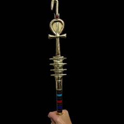 God Osiris Was Sceptre Ebony, Brass & 24K Gold Plated Staff - thumbnail 3