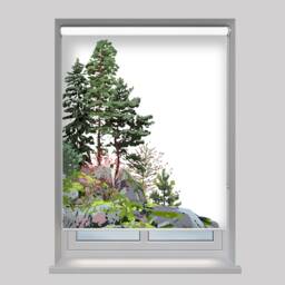 Coniferous Trees Among Rocks Modern Illustration Custom Made - Ab16 Printed Window Roller Blind, Regular Or Blackout Shade, Cord/Less