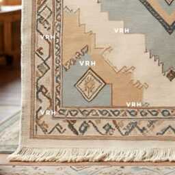 Hand Knotted Wool Rug, Peach Oushak Style, Geometric Hallway Runner - thumbnail 2