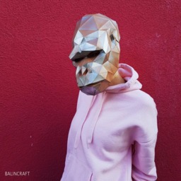 Gorilla Mask. Monkey, Animal 3D Papercraft Mask. Low Poly Printable Diy Template - PDF Mask For Kids, Adults, Man & Woman - thumbnail 2