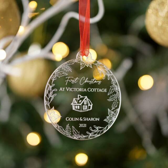 Personalised First Christmas in New Home Bauble 2024 Couples Ornament Ornament, Our House - image 1