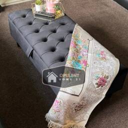 Plush Velvet Ottoman Storage Footstool. Available in Various Colours & Fabrics - thumbnail 3