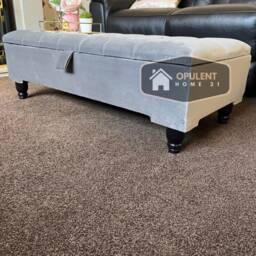 Plush Velvet Ottoman Storage Footstool. Available in Various Colours & Fabrics - thumbnail 2