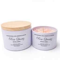 Rose Quartz Crystal Candle 100% Soy Wax, Snow Angel Scent - thumbnail 2