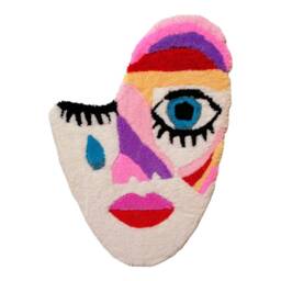 Modern Abstract Designer Rug, Entrance Woman's Face, Cool Trendy Girl Soft Indoor Rug. Children's Room Rug Gift - thumbnail 2