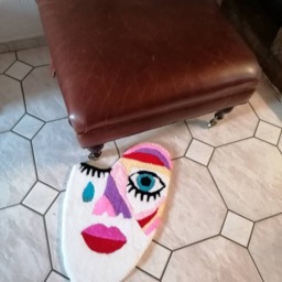 Modern Abstract Designer Rug, Entrance Woman's Face, Cool Trendy Girl Soft Indoor Rug. Children's Room Rug Gift - thumbnail 3