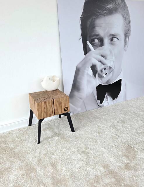 Minimalistic Design, Side Table, Small Nightstand, Mini Handmade Of Solid Oak & Metal - image 1