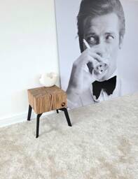 Minimalistic Design, Side Table, Small Nightstand, Mini Handmade Of Solid Oak & Metal - thumbnail 1