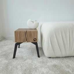 Minimalistic Design, Side Table, Small Nightstand, Mini Handmade Of Solid Oak & Metal - thumbnail 2