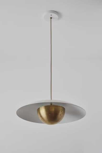 1940S Chandelier Brass Dome Pendant Light By Kingdomslightltd - White Metal Raw Modern Ceiling Lamp, Contemporary Lighting Fixture - image 1