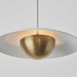 1940S Chandelier Brass Dome Pendant Light By Kingdomslightltd - White Metal Raw Modern Ceiling Lamp, Contemporary Lighting Fixture - thumbnail 3