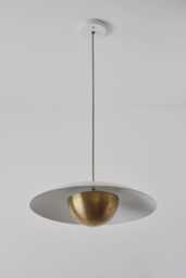 1940S Chandelier Brass Dome Pendant Light By Kingdomslightltd - White Metal Raw Modern Ceiling Lamp, Contemporary Lighting Fixture - thumbnail 1