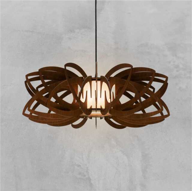 Brown Water Lily Plywood Pendant Light Scandinavian Wood Chandelier - image 1