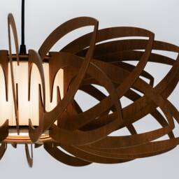 Brown Water Lily Plywood Pendant Light Scandinavian Wood Chandelier - thumbnail 2