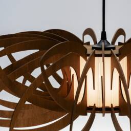 Brown Water Lily Plywood Pendant Light Scandinavian Wood Chandelier - thumbnail 3