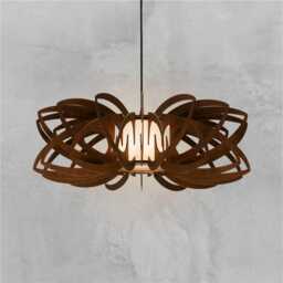 Brown Water Lily Plywood Pendant Light Scandinavian Wood Chandelier - thumbnail 1