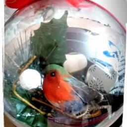 Robin in Christmas Bauble, Christmas Bauble 3D, Christmas Ornament, Christmas Gifr - thumbnail 2