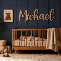 Personalised Wooden Name Sign For Nursery, Custom Baby Wall Decor Playroom Art - thumbnail 3