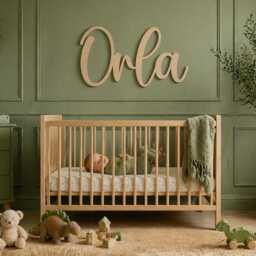 Personalised Wooden Name Sign For Nursery, Custom Baby Wall Decor Playroom Art - thumbnail 4