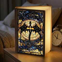 Fourth Wing Book Lamp, Dragon Rider Fantasy Scene, Empyrean Stained Glass Style, Led Foldable Light, Dark Night Light
