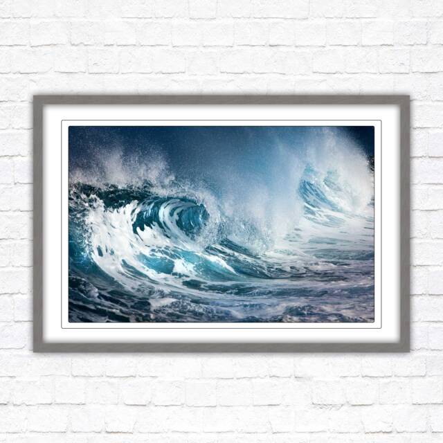 Waves. Framed Picture Print With A Choice Of Frame Colours. Beach Seascape - image 1