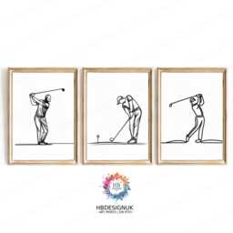 Minimalist Black Golf Print Set - 3 Prints - Boys Bedroom Decor Golfer Gift Golfing Poster Lover Unframed Wall Art Line Artwork - thumbnail 2