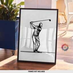 Minimalist Black Golf Print Set - 3 Prints - Boys Bedroom Decor Golfer Gift Golfing Poster Lover Unframed Wall Art Line Artwork - thumbnail 3