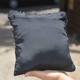 Black Glamorous Sequined Accent Throw Pillow - Ring Decorative Handmade Cushion Cover - Small Mini 8 - thumbnail 4