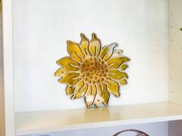 Sunflower Metal Wall Art - Hand Embellished Marble Fade Gold & Candy Yellow - thumbnail 1