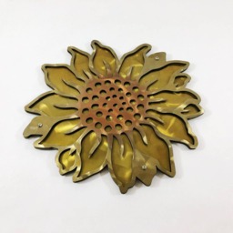 Sunflower Metal Wall Art - Hand Embellished Marble Fade Gold & Candy Yellow - thumbnail 2