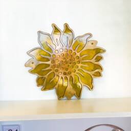 Sunflower Metal Wall Art - Hand Embellished Marble Fade Gold & Candy Yellow - thumbnail 3