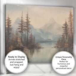 Serene Mountain Lake & Pine Forest Landscape Canvas Wall Art Print Decor Picture Ready To Hang - thumbnail 3
