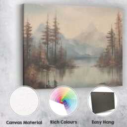 Serene Mountain Lake & Pine Forest Landscape Canvas Wall Art Print Decor Picture Ready To Hang - thumbnail 2