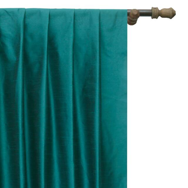 Peacock Greenish Blue Art Silk Curtain Panels, Faux Curtains - Rod Pocket, Grommet, Box Pleat, Three Pinch Pleat, Tab Top & Plain Ring Top - image 1