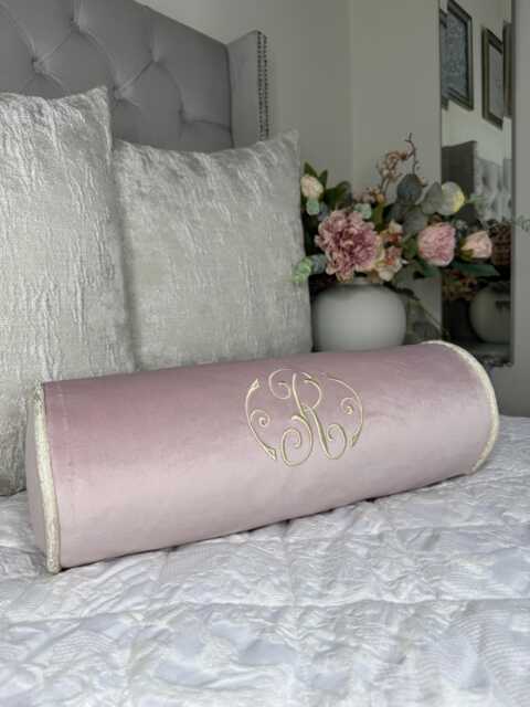 "Personalised Custom Name Cushion Embroidered Bolster 16""x6" - image 1