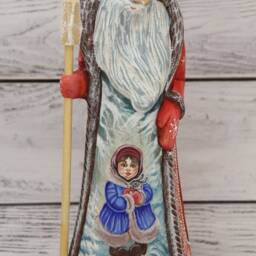 Hand Carved Wooden Santa, Ukrainian Folk Art Christmas Decor - 9.25 - thumbnail 2