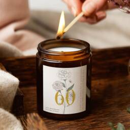 60Th Birthday Gift Floral Personalised Soy Candle For Her - thumbnail 1