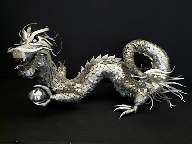Handmade Welded Stainless Steel Japanese Dragon Sculpture - image 1